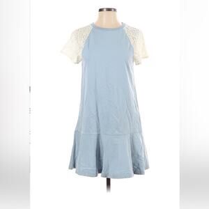 Andy and Debb powder blue tee shirt and lace drop waist dress, size small